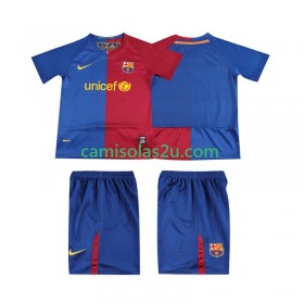 Camisolas de futebol FC Barcelona 2008 2009 Retro Criança Equipamento Principal Manga Curta